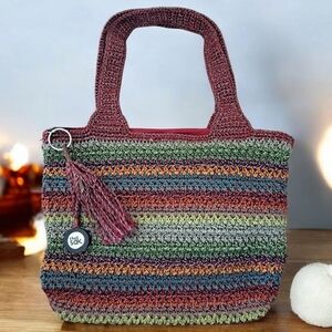 The Sak bohemian crocheted handbag with multicolored stripes Shoulder Bag Purse